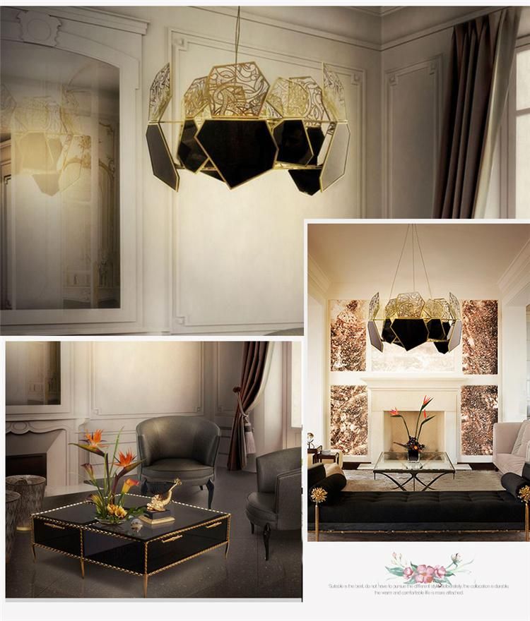 Modern Metal Carved Gold Decor Project High Quality Living Room Pendant Lamp