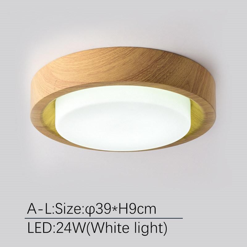 Wooden Round Ceiling Lights for Bedroom Iron Surface Mounted Rooms Lighting (WH-WA-28)