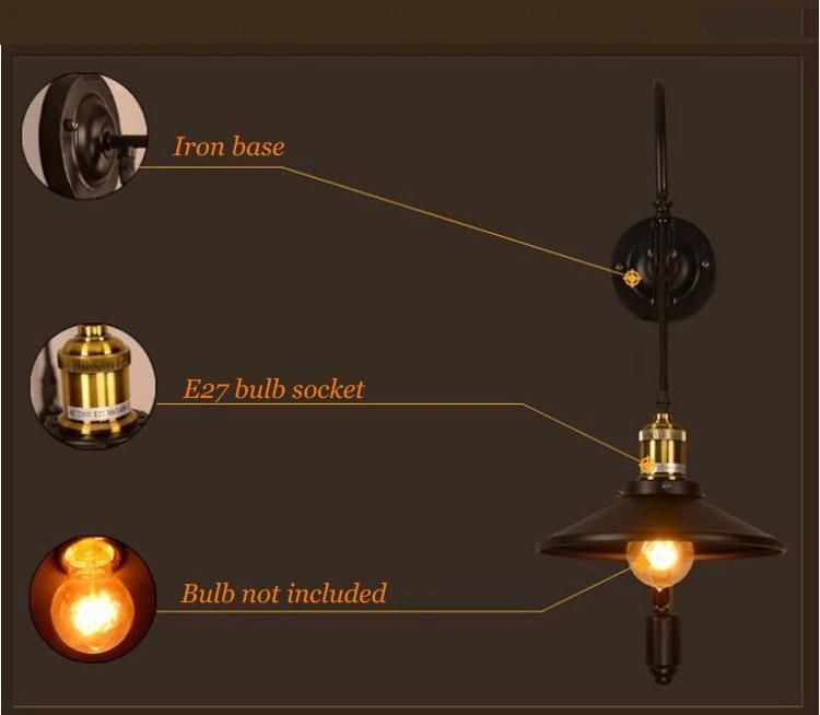 Industry Vintage Retro Loft Wall Lamp Home Goddess Adjustable Iron Pulley Light (WH-VR-41)