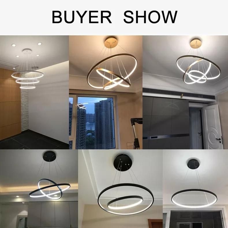 Indoor Modern Circular Ring Chandelier 1 - 3 Rings Pendant Light Home Hotel Lighting