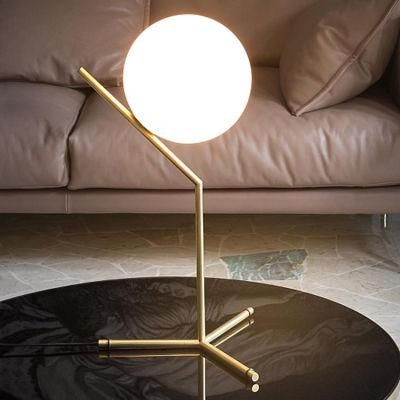 High-End Quality LED Simple Nordic Style Decorative Glass Ball Metal Table Lamp Suitable for Cafe Restaurant Bedroom