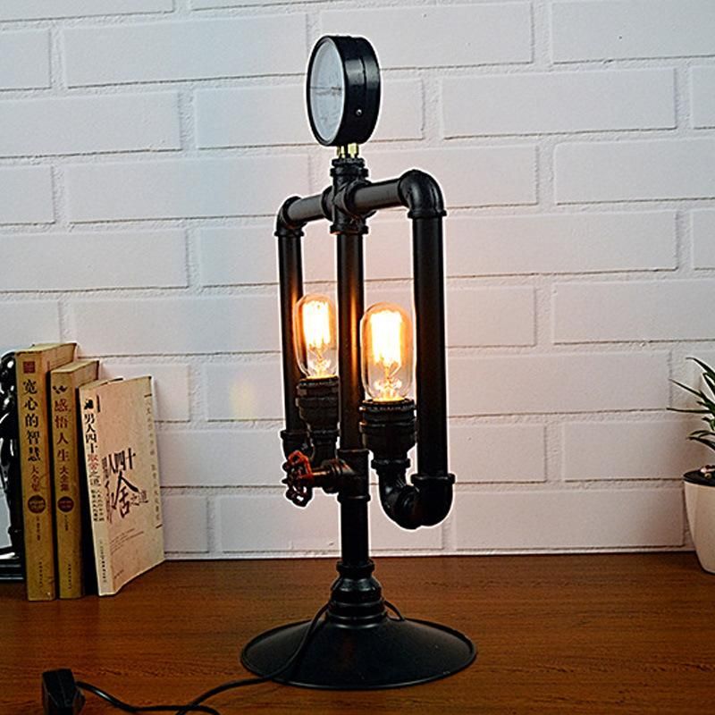 Industrial Loft Table Light Iron Water Pipe Table Lamp Robot Decoration Steam Edison Table Lamp (WH-VTB-30)