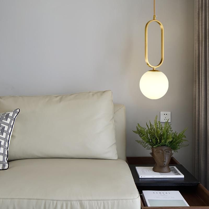 Modern Golden Pendant Lights Bedroom Decor Borgny Oval Ring Frosted Glass Globe Pendant Light (WH-AP-298)