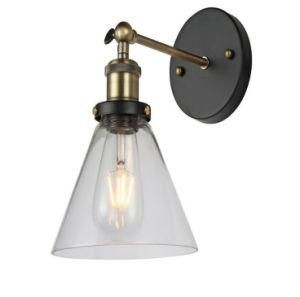 E27 Copper Lampholder Antique Wall Lamp with Glass Lampshder