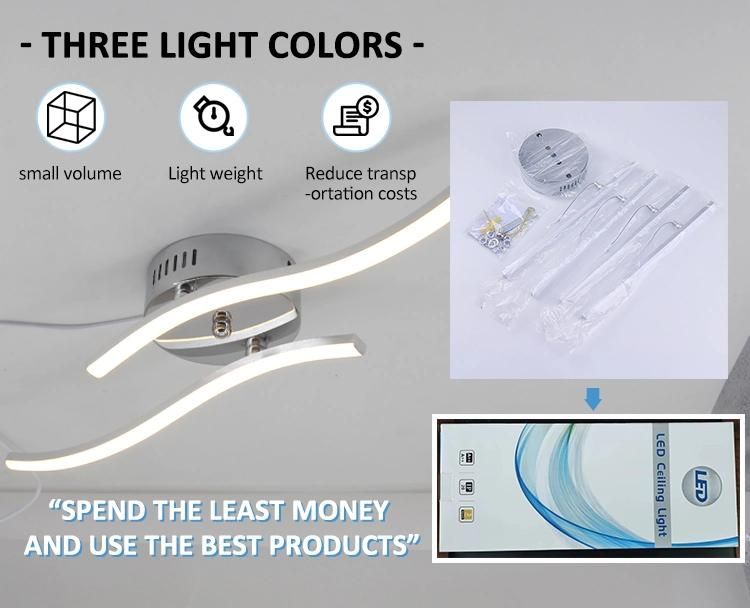 Nordic Minimalist Lighting Decoration Three-Color Adjustable LED Modern Ceiling Lamp