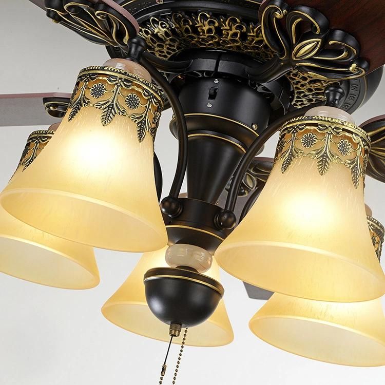 Antique Design Living Room Fan Decorative Lighting Retro Ceiling Fans with Light Electric Fan