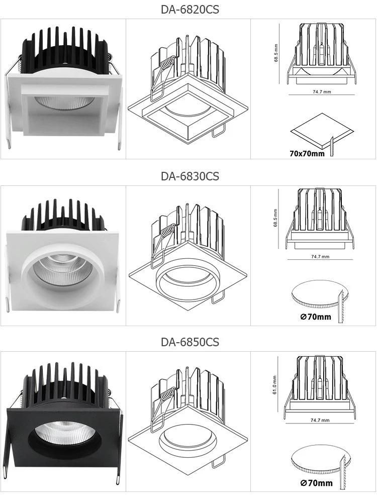 4.6W 6.8W Hotel Shopping Mall LED Ceiling Light Deep Recessed Spotlight Downlight