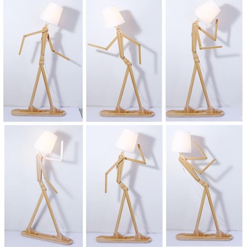 Nordic Wood Fabric Stand Light for Living Room Bedroom Study Art Deco Living Room Floor Lamp (WH-WFL-07)