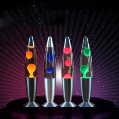 Table Lava Lamp New Rocket Glass Bottle Colorful Glitter Round Base Rainbow Aluminum Body Decorate Lava Night LED Table Lamp