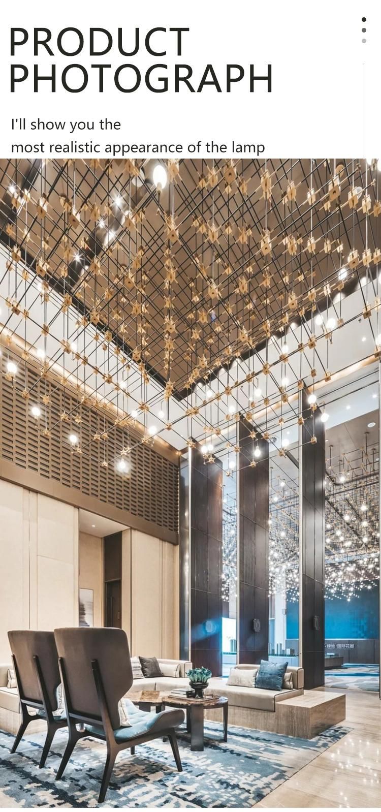 Modern Style Commercial Center Hotel Exhibition Hall Luxury Iron Custom Project LED Chandelier Lamp