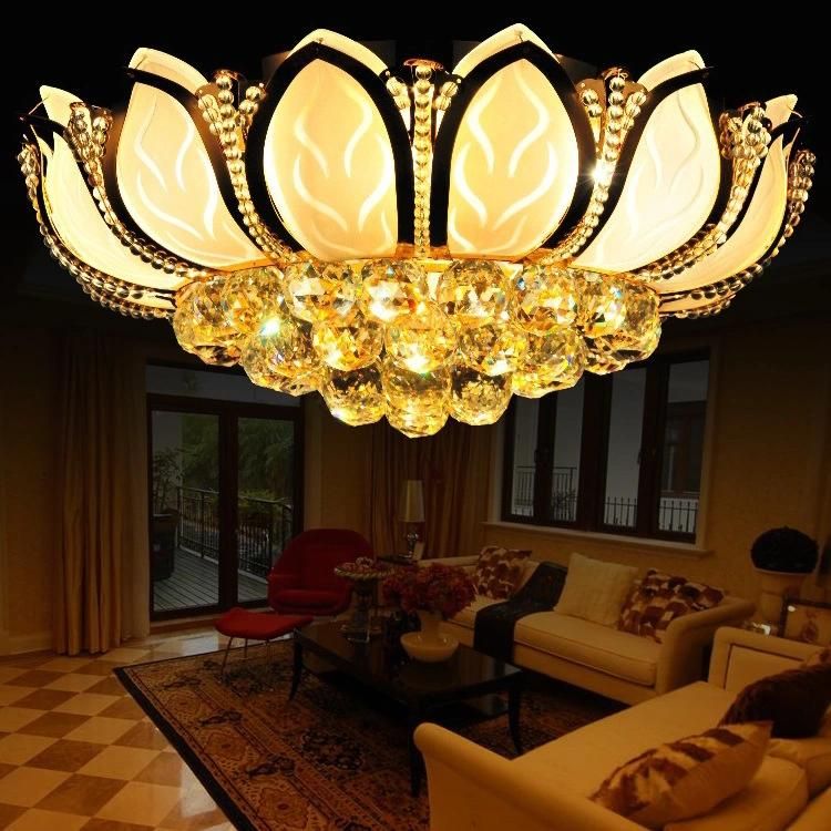 Lotus Flower Unique Crystal Ceiling Light for Sitting Room Bedroom Decorative (WH-CA-14)