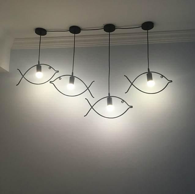 Ndustrial Multi Pendant Lighting for Living Room Bedroom Fish Shape (WH-VP-43)