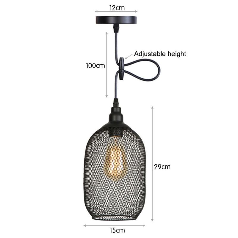 Nordic Industrial Modern Decoration Retro Hanging Pendant Light Black Iron Cage Pendant Lamp