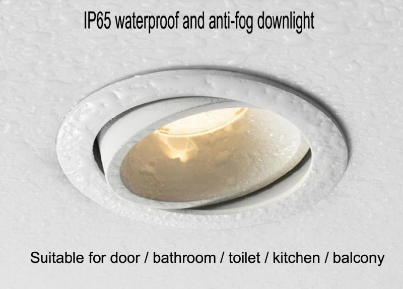 15W Waterproof LED Spotlight Embedded Bathroom Anti-Fog Downlight IP65 Kitchen Shower Room Hotel Shower Room Spotlight
