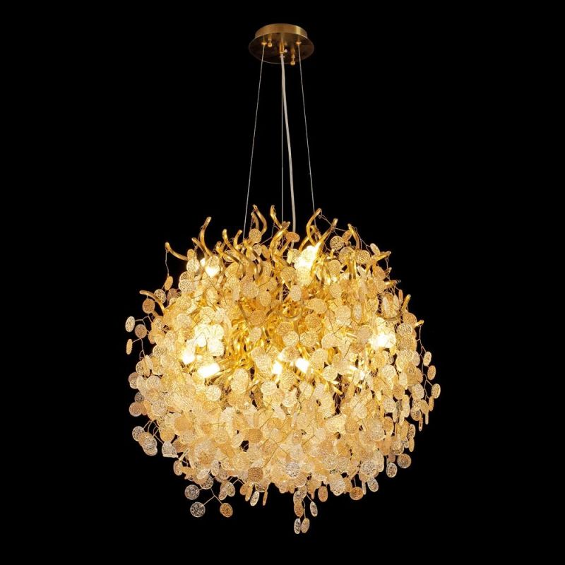 2022 New Meerosee Luxurious Crystal Chandelier Golden Modern Pendant Lighting for Restaurant Hotel Raindrop Linear Light Fixture