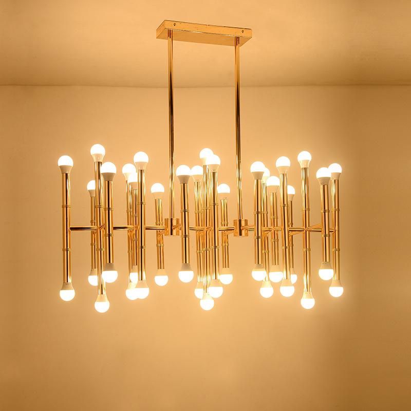 Modern Creative Villa Bar Counter Personality Oblong Round Bamboo Lighting Nordic Simple Living Room Restaurant Shop Chandelier