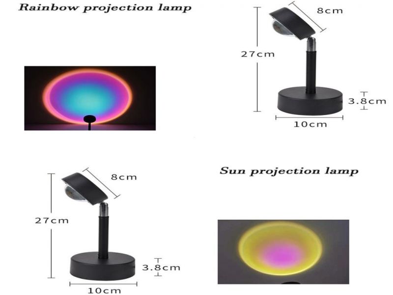 180 Degree Rotation RGB Rainbow Sunrise Sunset Projection Light