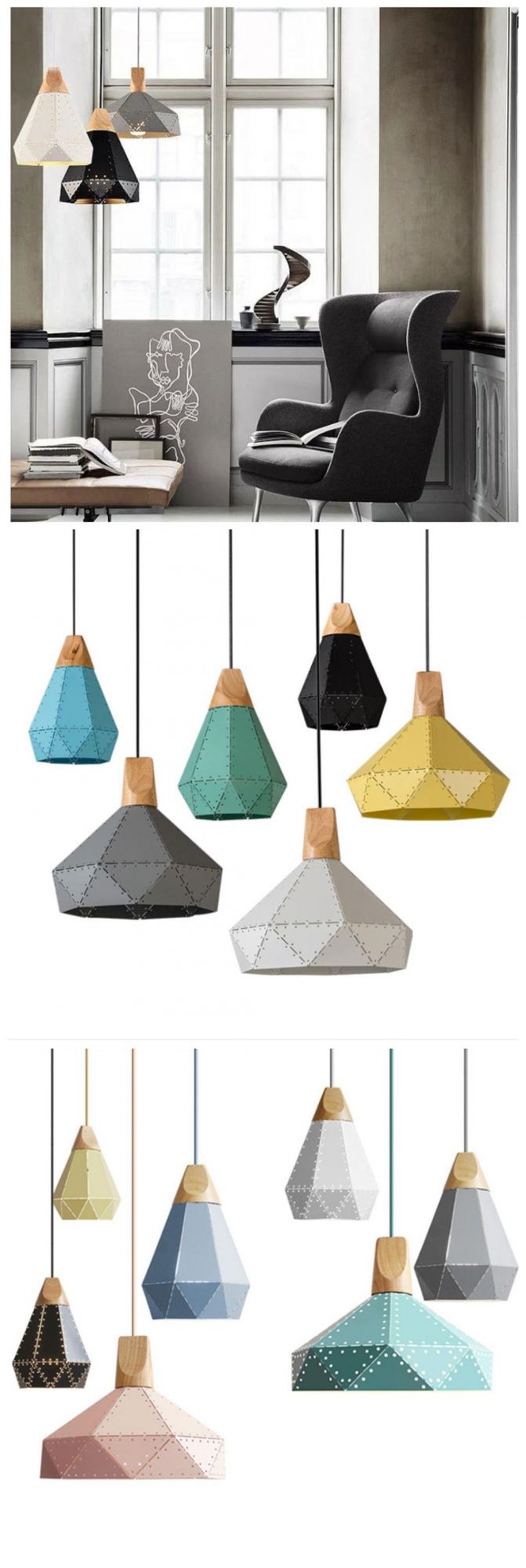 Modern Simple Multilateral Macaron Pendant Lamp Restaurant Chandelier