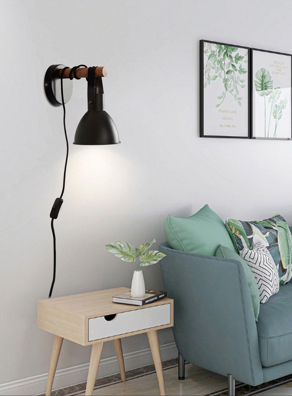 Home Bedroom Walkway Living Room Office Wooden Metal Wall Light Plug in (WH-OR-36)