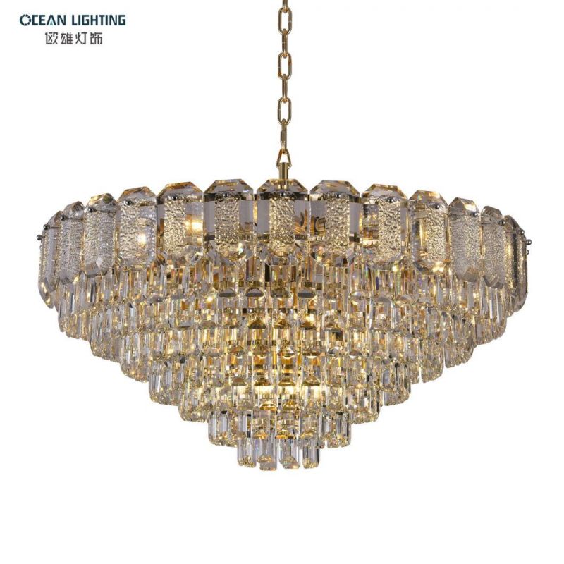 Room Modern Metal Living Bedroom Ceiling Clear Crystal Pendant Lamp Luxury Chandelier