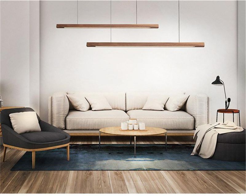 Modern Simple LED Long Strip Pendant Lights Restaurant Bar Office Hanglamp Dining Room Solid Wood LED Pendant Lamps