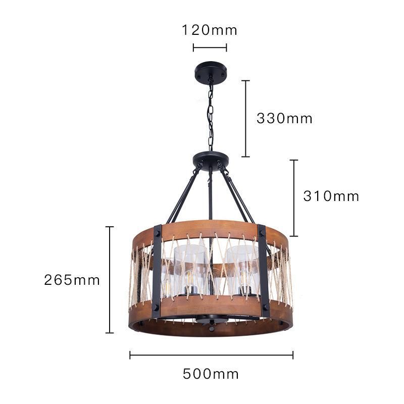 America Country Round Iron Wooden E27 Light Bulb Chandelier Pendant Lights (WH-VP-159)