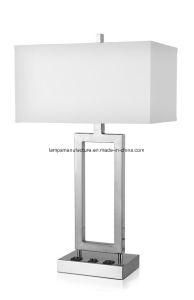 2 Convenience Outlets Hotel Table Lamp with Brush Finish