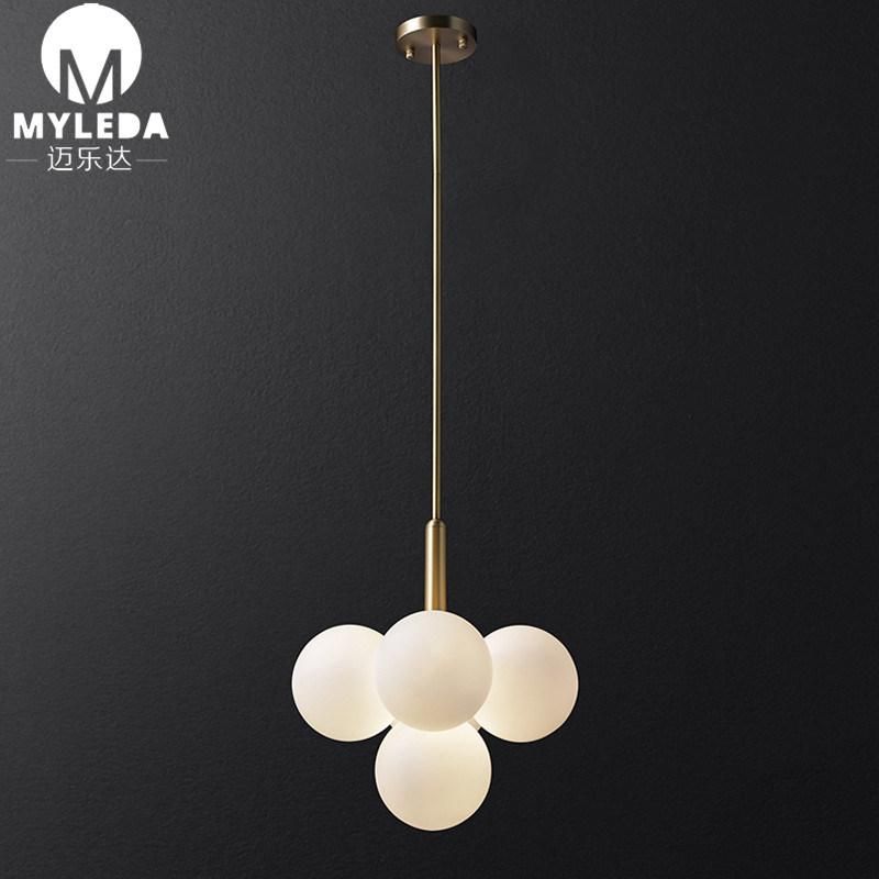 Interior White Glass Ball Modern Pendant Hanging Decorative Light