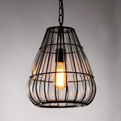 Indoor Industrial Pendant Lighting with Glass Black Frame Decorative Light