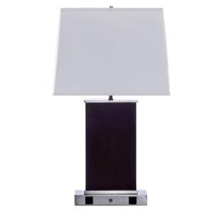 Elegant Dark Mahogany Table Lamp with Brushed Nickel Base
