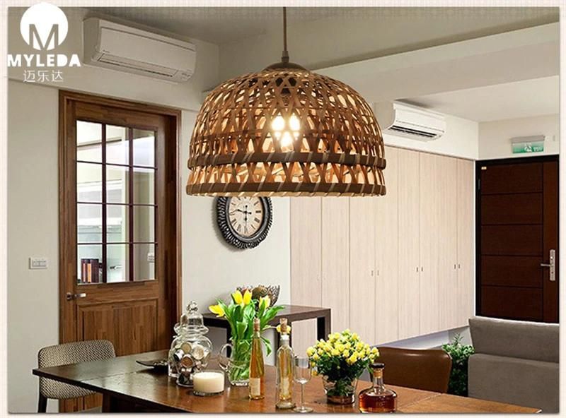 Home Decorative Bamboo Chandelier Wood Ceiling Light Hanging Pendent Lamp