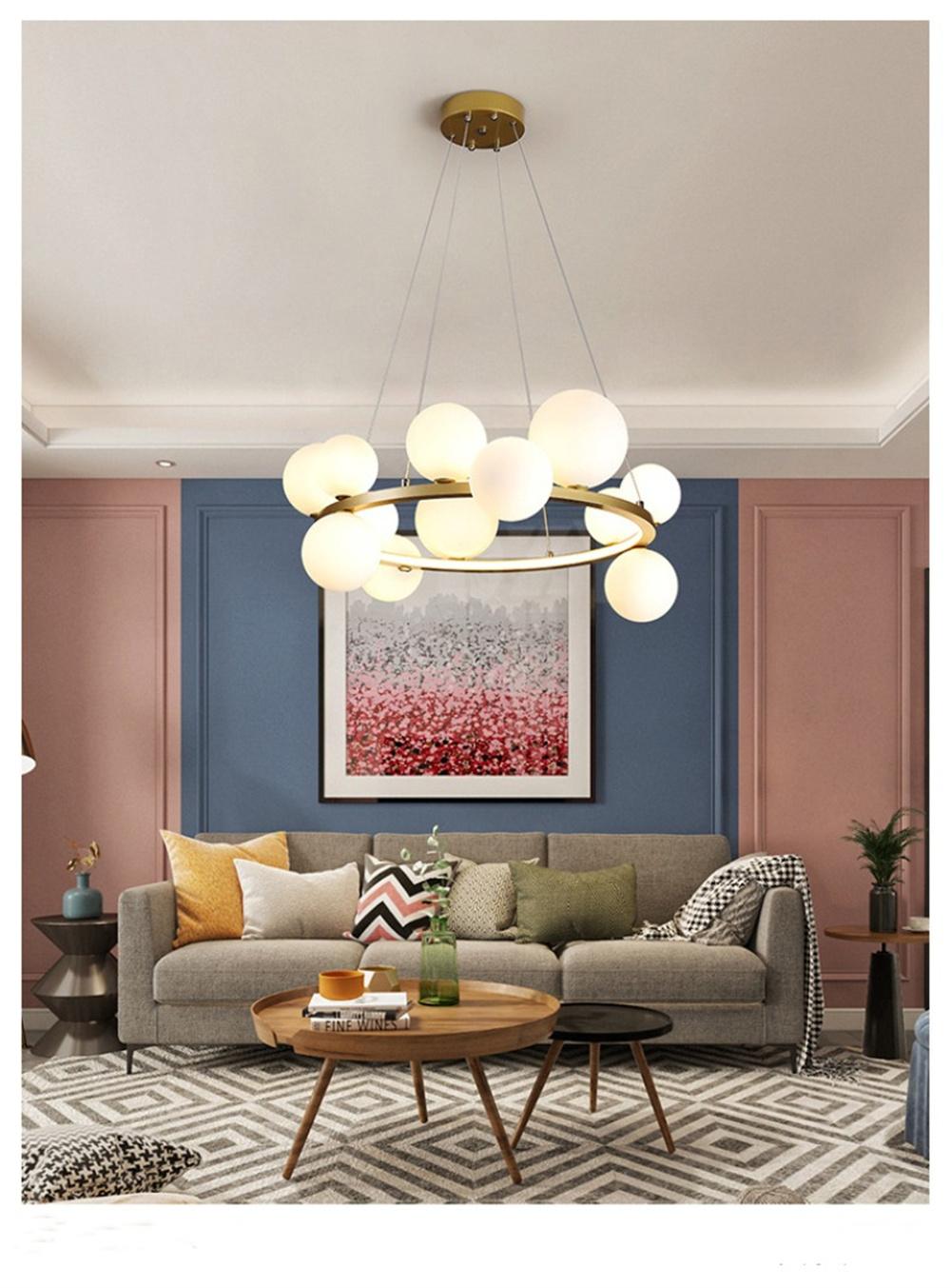 Nordic Magic Bean Chandelier Living Room Lamp Luminous Circle Circular Net Red Bedroom Restaurant Chandelier