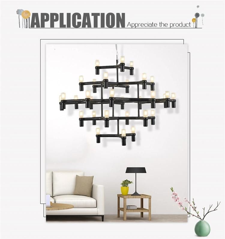 Golden Black White Big Chandelier for Hotel Lobby