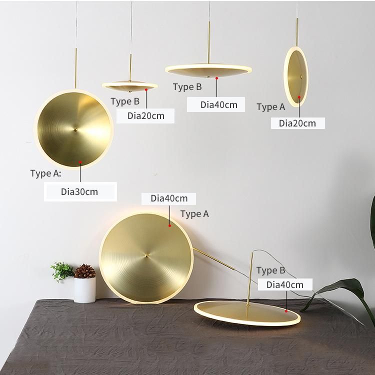 Modern Restaurant Villas Stairs LED Pendant Light, Finished in Brush Brass, with Acrylic Cover