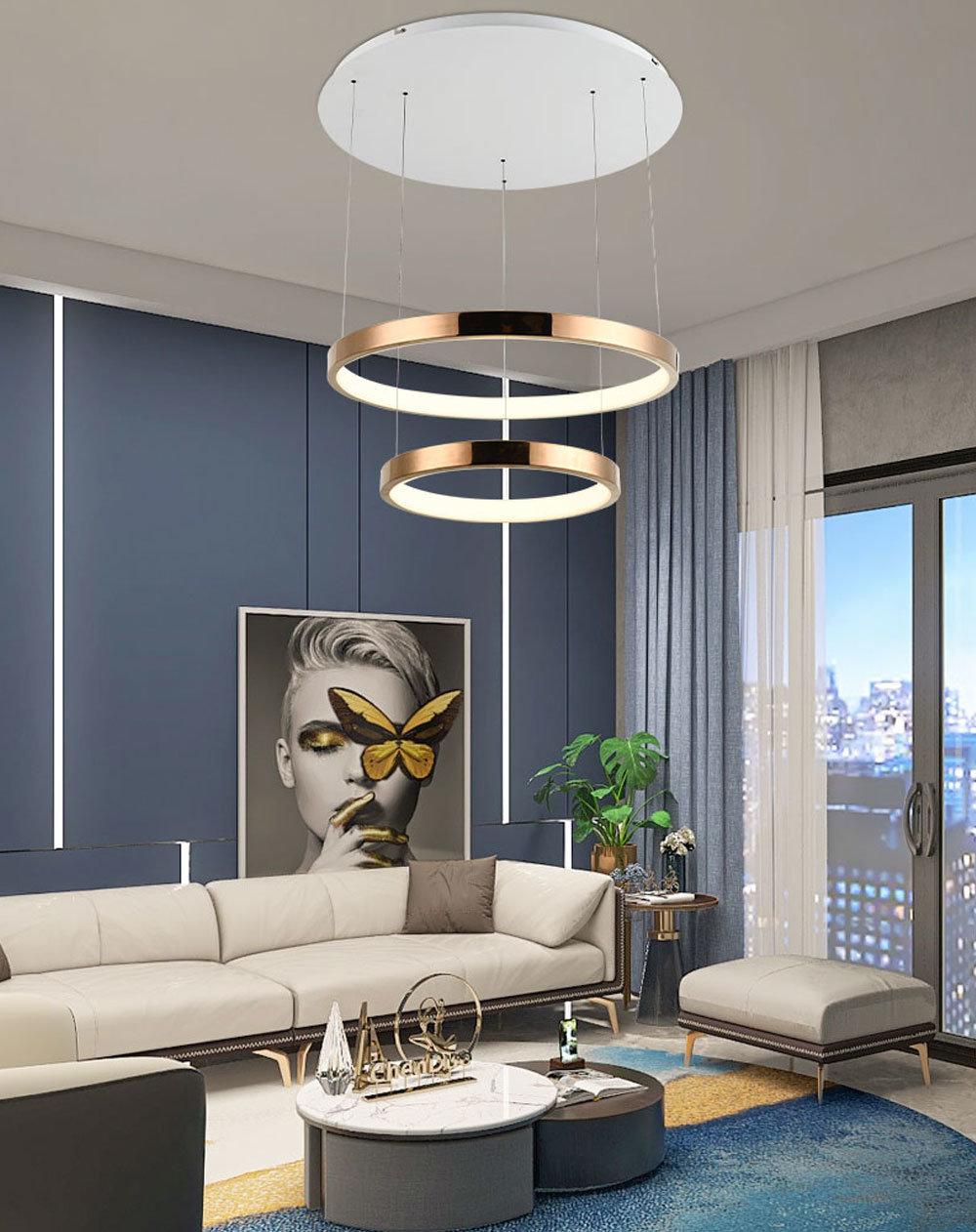 Simple Style Delicate Modern Chandelier Lights Modern Dining Room Lighting Dining Room Chandel Modern Aluminium Home Indoor Luxury Circle Ring LED Pendant Light