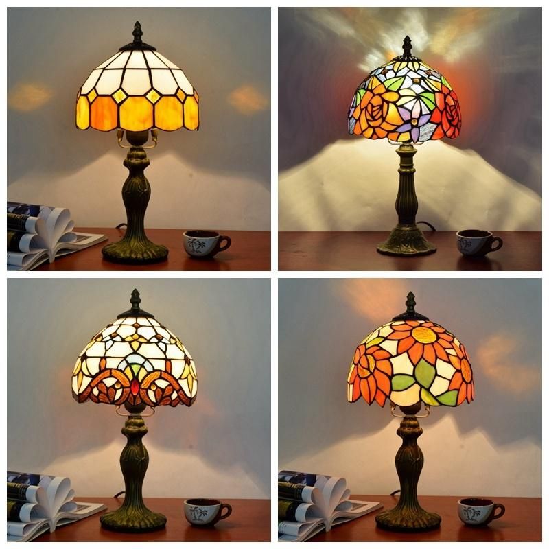 Tiffany Style Table Lamp Stained Glass Shade Desk Light