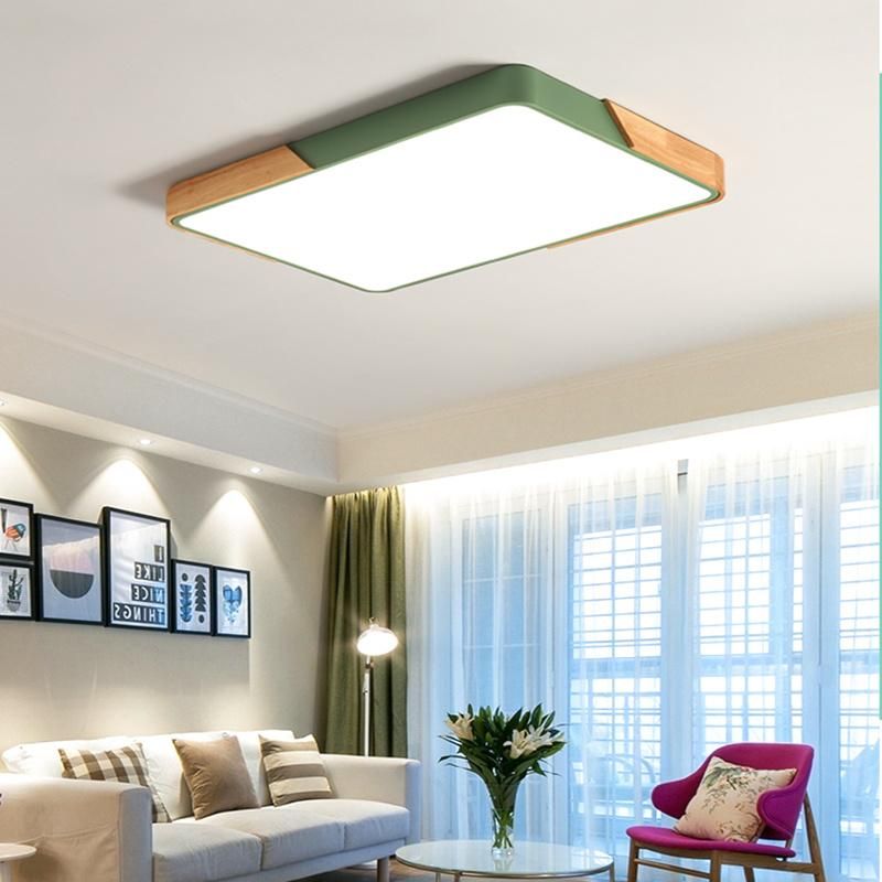 Square Wood Veneer Ceiling Light Fixtures for Ndoor Home Lighting Fixtures (WH-AC-04)