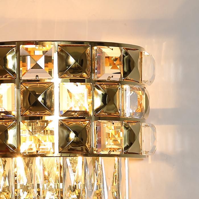 Modern Indoor Gold LED Crystal Wall Light for Home Decor