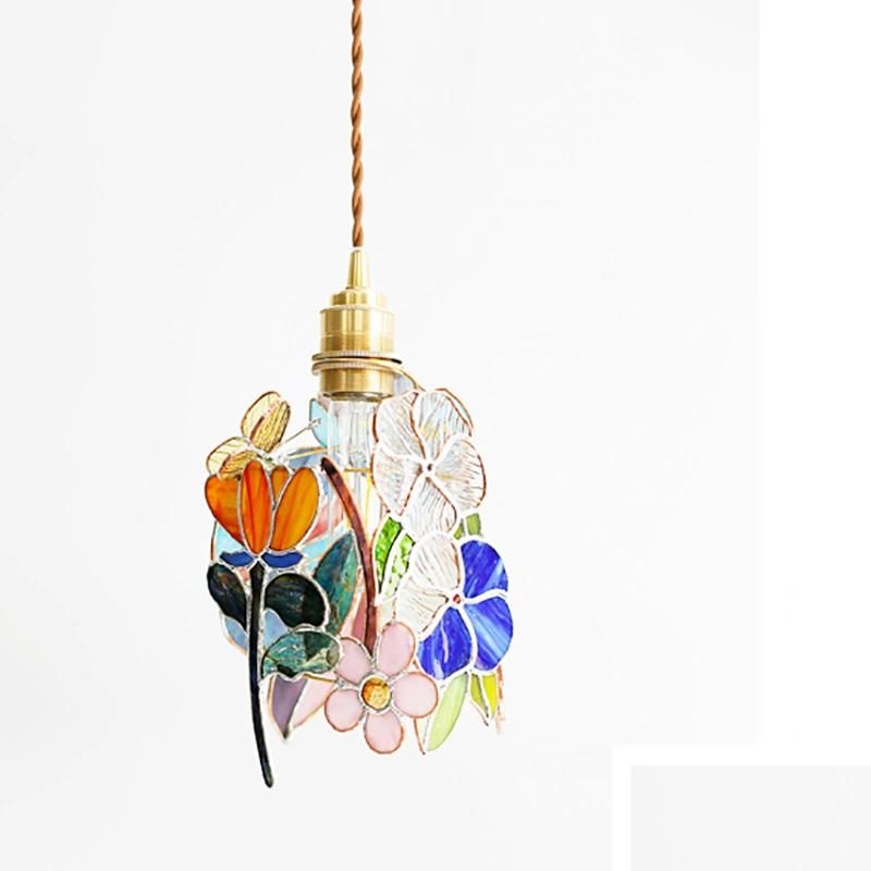 Tiffany Stained Glass Welding Decorative Chandelier Brass Lamp Holder Pendant Lamp