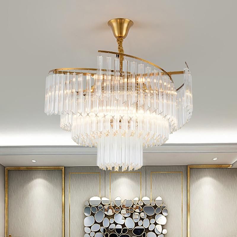 Villa Glass Rod Dining Room Chandelier Indoor Pendant Lamp Living Room