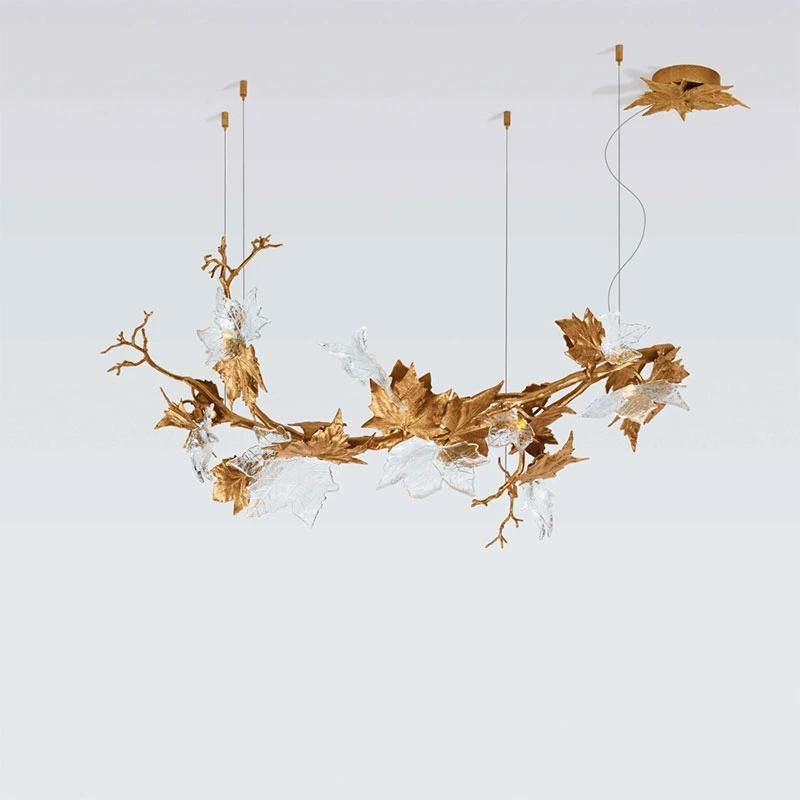 Fashion Personality Single Gold Branch & Leaf and Clear Glass Leaf Wall Lamp
