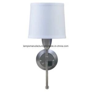 Brush Nickel Hotel Wall Lamp with 1power Outlet on Base