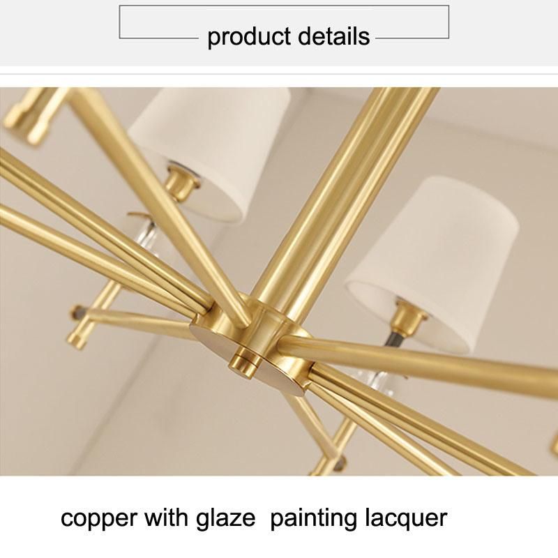 American Copper Living Room European Crystal Copper Bedroom Restaurant Simple Copper Chandelier Pendant Lighting