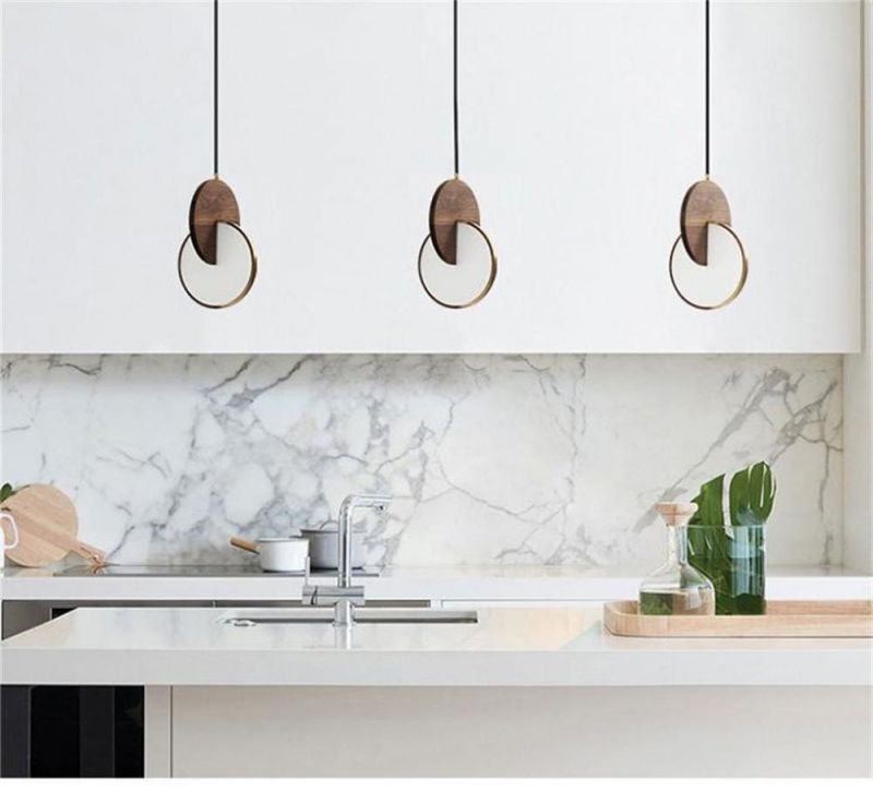 Simple Walnut LED Pendant Lamp Bedroom Bedside Lamps Home Decor Atmosphere Pendant Lights Nordic Modern Restaurant Light Fixture