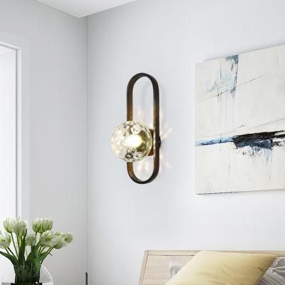 Nordic LED Glass Ball Wall Light Sconces Wrought Iron Wall Lamp (WH-OR-121)