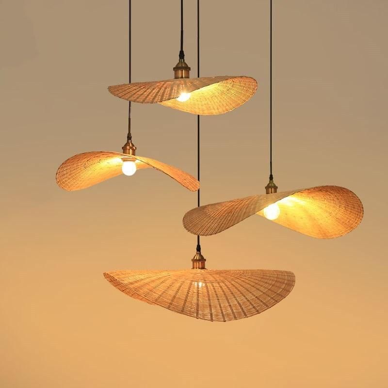 Chinese Hand Knitted Bamboo Pendant Lights Weaving Hanging Lamp Garden Restauran Bamboo Chandelier (WH-WP-26)