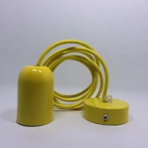 E26 Simple Yellow Pendant Lamp Cord Kit with Color Fabric Wire