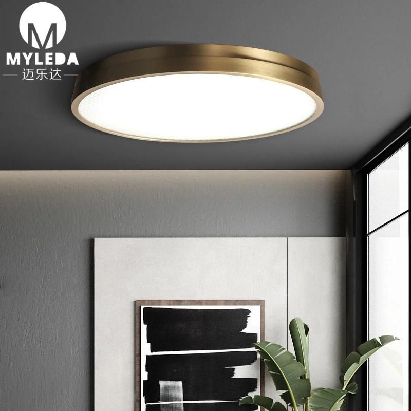 Modern Brass and White Acrylic Round LED Ceiling Lighting