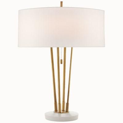 Hotel Modern Decorative Brass Table Light Lamp with off-White Fabric Shade