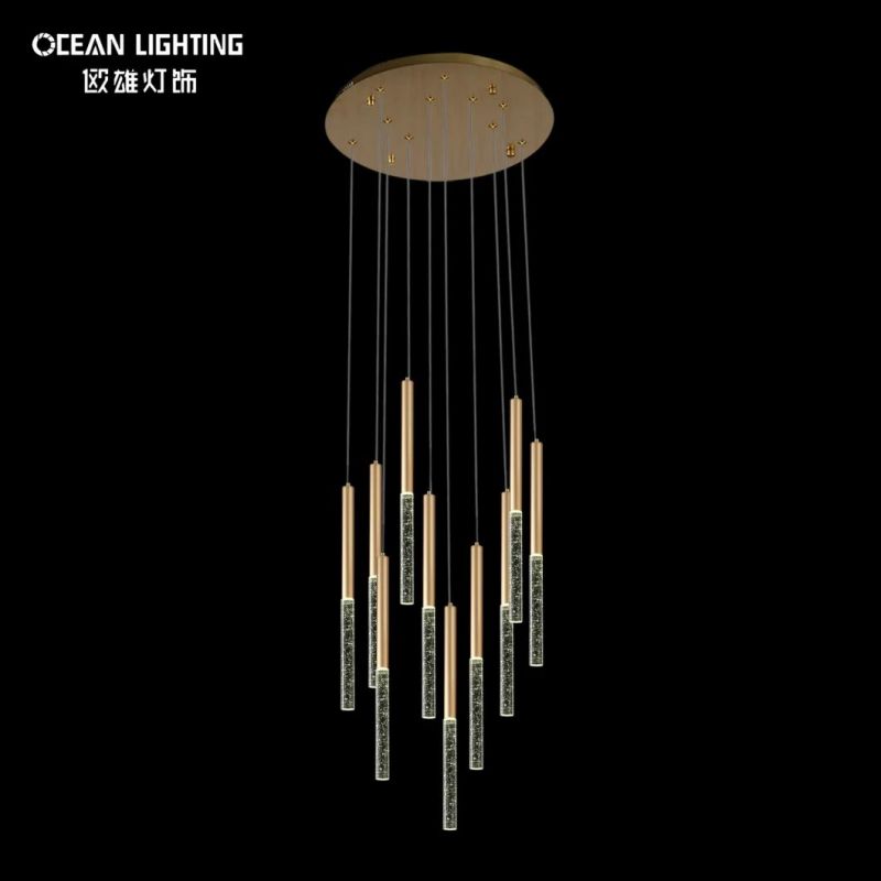 Indoor Cylinder Warm Lighting 3000K Metal Crystal 3W Chandelier